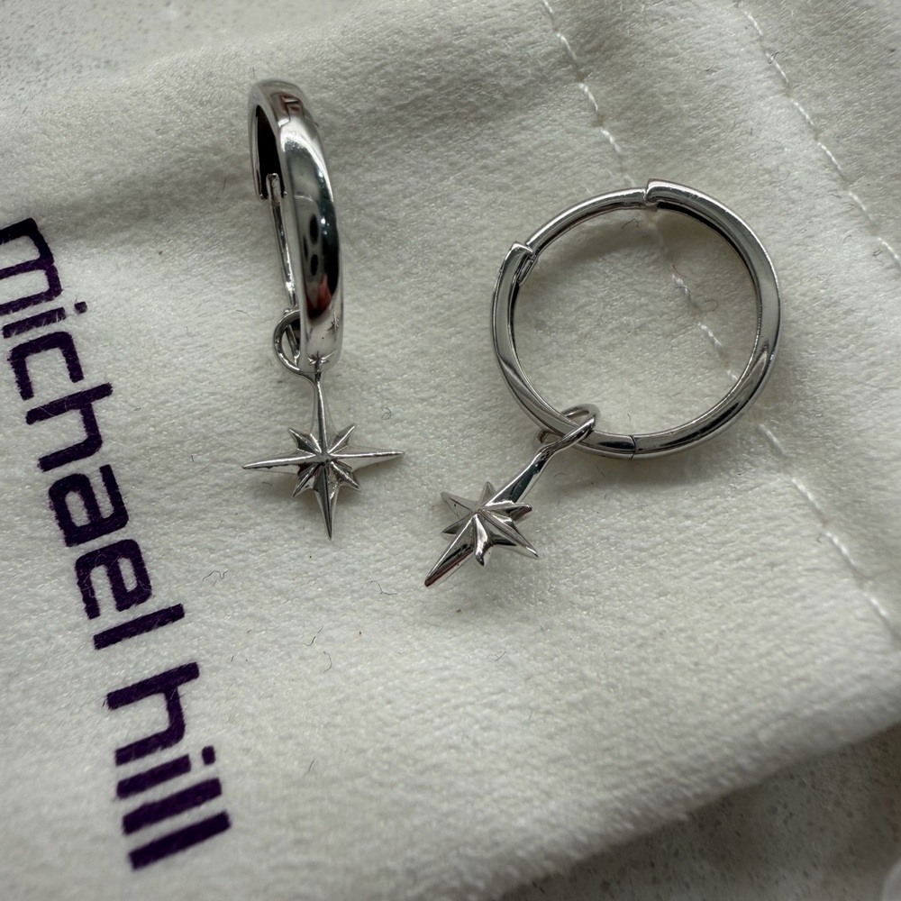 Michael Hill 13.5mm Large Polished Huggie Earrings with North Star charms